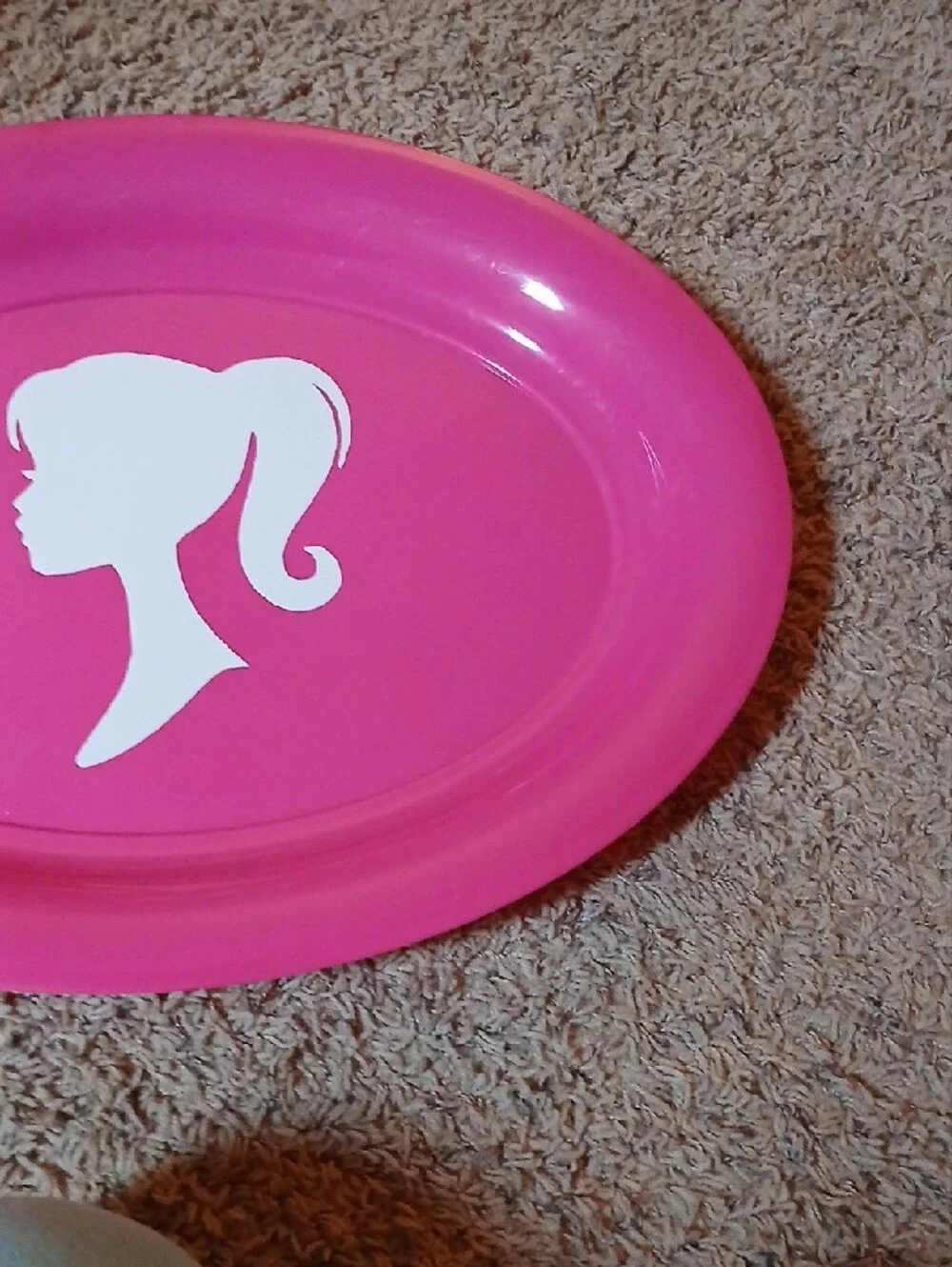 Pink Party Serving Platter with Silhouette Design Barbie Tray